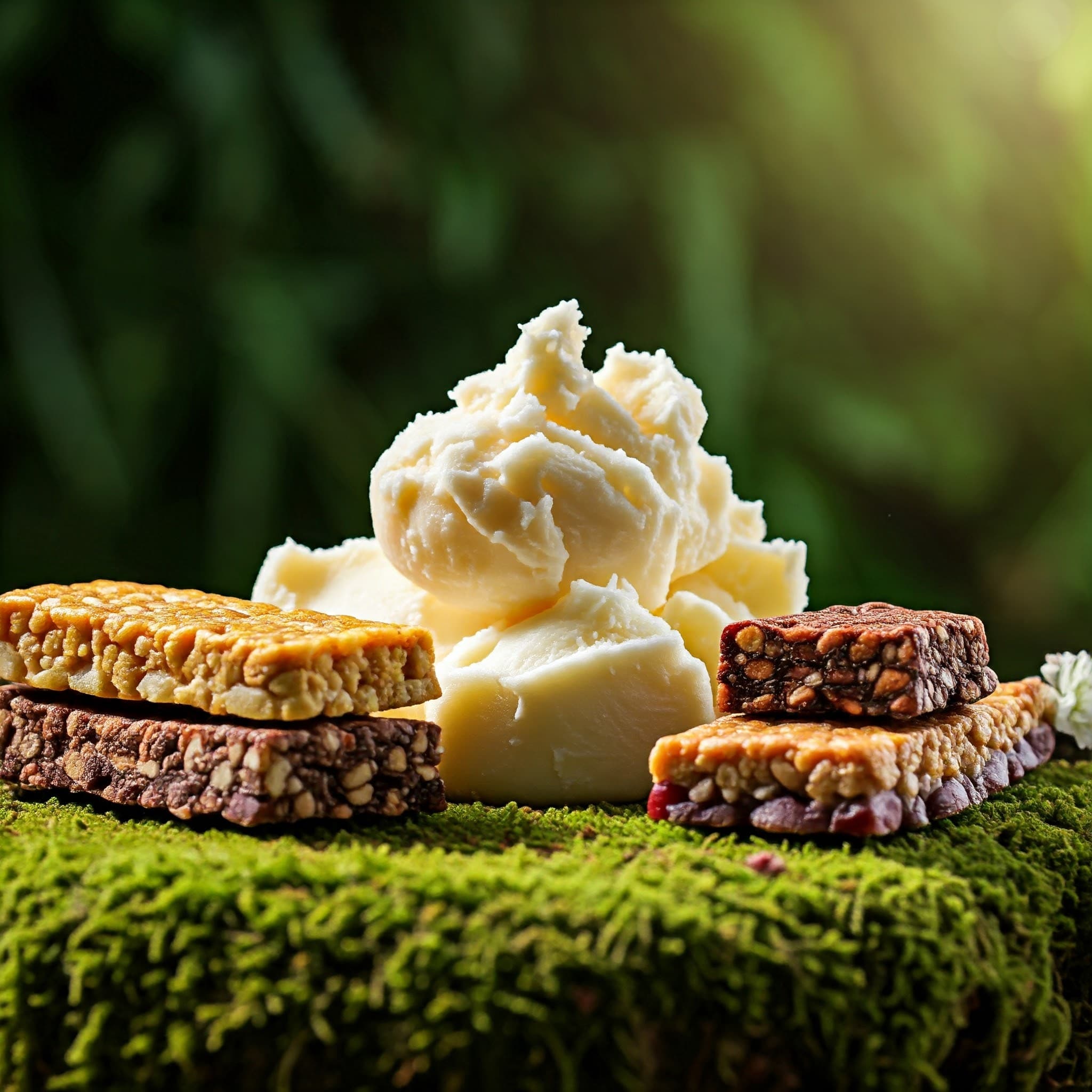 Batangan energi dengan shea butter sebagai bahan utama (Gambar yang dihasilkan AI)