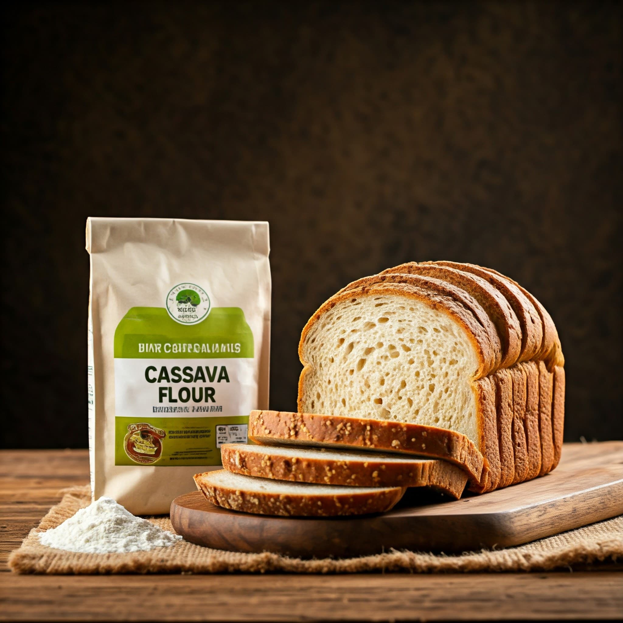 Pão feito com farinha de mandioca (Imagem gerada por IA)